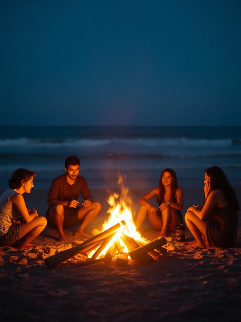 Beach campfire